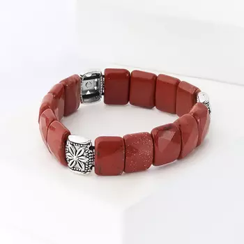 Браслет яшма красная (биж. сплав) огранка 17 см