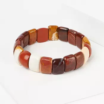 Браслет яшма красная, мукаит 17 см