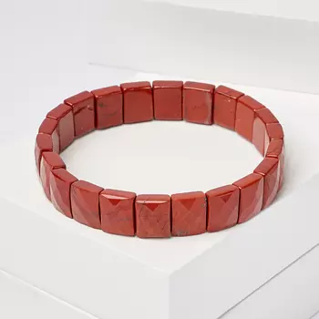 Браслет яшма красная огранка 19 см