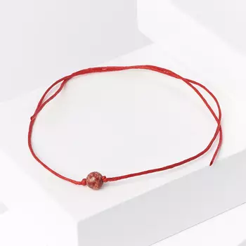 Браслет яшма красная (текстиль) красная нить На семейное благополучие 6 мм (регулируемый)