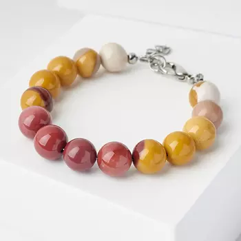 Браслет яшма мукаит (биж. сплав) 10 мм 16 см (+3 см)