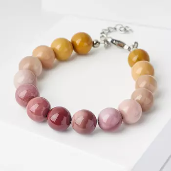 Браслет яшма мукаит (биж. сплав) 10 мм 17 см (+3 см)