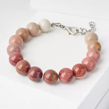 Браслет яшма мукаит (биж. сплав) 10 мм 17 см (+3 см)