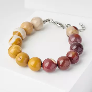 Браслет яшма мукаит (биж. сплав) 12 мм 16 см (+3 см)