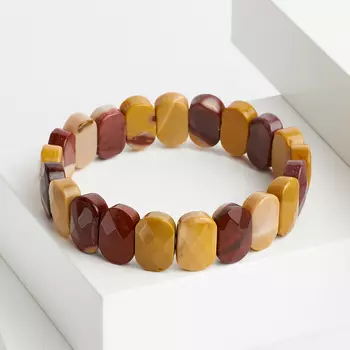 Браслет яшма мукаит огранка 18 см