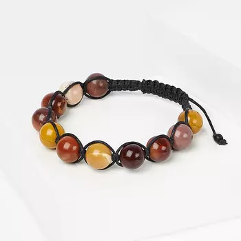 Браслет яшма мукаит (текстиль) шамбала 10 мм 17 см (регулируемый)