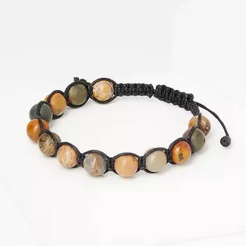 Браслет яшма пестроцветная (текстиль) шамбала 8 мм 16 см (регулируемый)