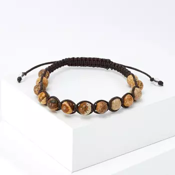 Браслет яшма рисунчатая шамбала 7 мм 16 см