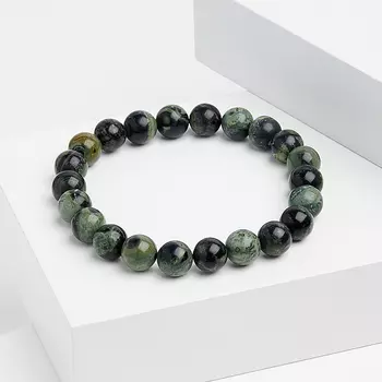 Браслет яшма зеленая 8 мм 17 см