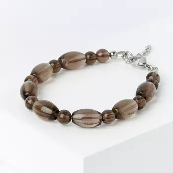 Браслет раухтопаз 16 см (+3 см) (сталь хир., биж. сплав)