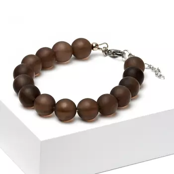 Браслет раухтопаз матовый (сталь хир.) 10 мм 17 см (+3 см)