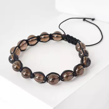 Браслет раухтопаз (текстиль) шамбала 8 мм 16 см (регулируемый)