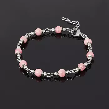 Браслет родохрозит (биж. сплав, сталь хир.) 5 мм 17 см (+3 см)