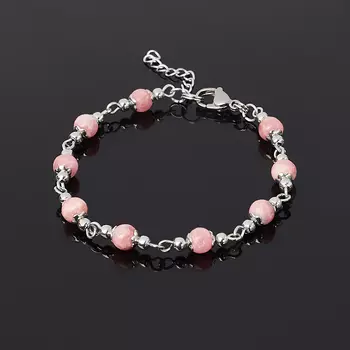 Браслет родохрозит (биж. сплав, сталь хир.) 5 мм 16 см (+3 см)
