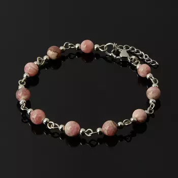 Браслет родохрозит (биж. сплав, сталь хир.) 6 мм 17 см (+3 см)