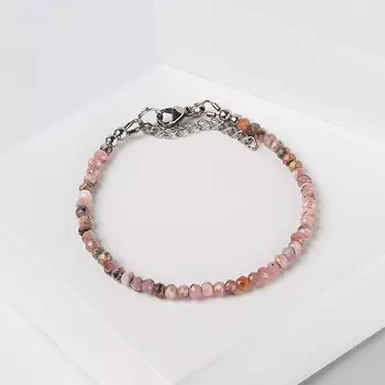 Браслет родохрозит (биж. сплав, сталь хир.) огранка 3 мм 16 см (+3 см)