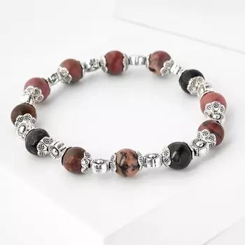 Браслет родонит (биж. сплав) 8 мм 16 см