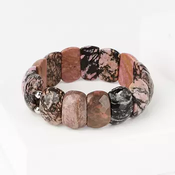 Браслет родонит (биж. сплав) огранка 16 см