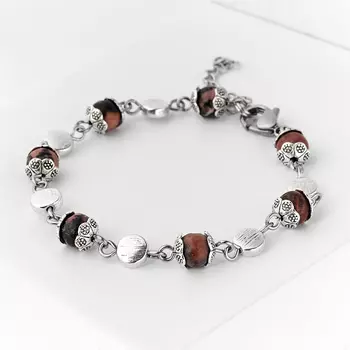 Браслет родонит (биж. сплав, сталь хир.) 6 мм 16 см (+3 см)