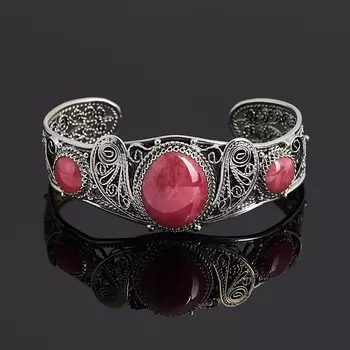 Браслет родонит (нейзильбер) 16 см