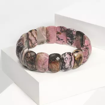 Браслет родонит огранка 19 см