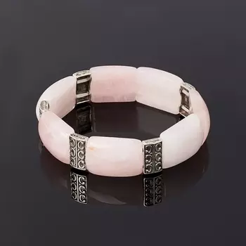 Браслет розовый кварц (биж. сплав) 17 см