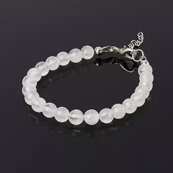 Браслет розовый кварц (биж. сплав) 6 мм 16 см (+3 см)