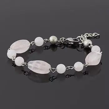 Браслет розовый кварц (биж. сплав) 6 мм 16 см (+3 см)