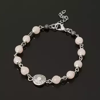 Браслет розовый кварц (биж. сплав) 6 мм 16 см (+3 см)