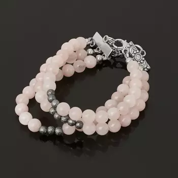 Браслет розовый кварц (биж. сплав) 6 мм 16 см (+3 см)