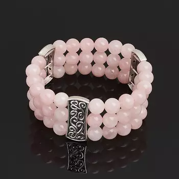 Браслет розовый кварц (биж. сплав) 8 мм 17 см