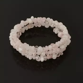 Браслет розовый кварц (биж. сплав) пружина 19 см (регулируемый)