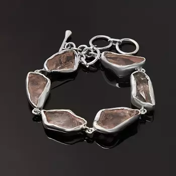 Браслет розовый кварц (серебро 925 пр.) 16 см (+3 см)