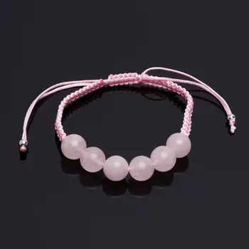 Браслет розовый кварц шамбала 10 мм 16 см