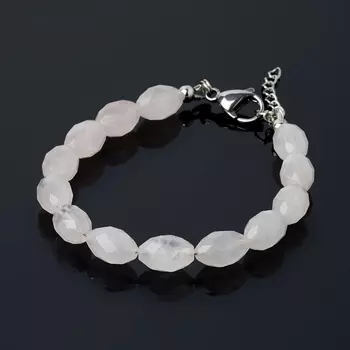 Браслет розовый кварц (сталь хир.) огранка 17 см (+3 см)