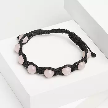 Браслет розовый кварц (текстиль) шамбала 8 мм 17 см