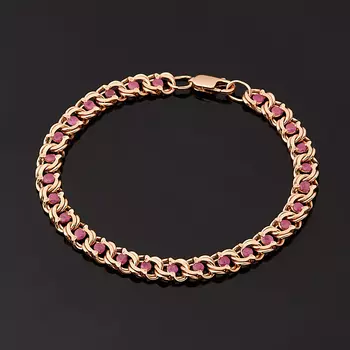 Браслет рубин (серебро 925 пр. позолота) огранка 18 см