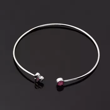 Браслет рубин (серебро 925 пр. родир. бел.) огранка 17 см