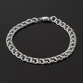 Браслет сапфир черный (серебро 925 пр. оксидир.) огранка 18 см