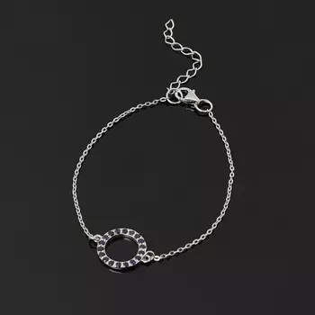 Браслет сапфир черный (серебро 925 пр. родир. бел.) огранка 16 см (+4 см)