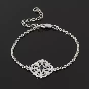 Браслет сапфир черный (серебро 925 пр. родир. бел.) огранка 16 см (+5 см)