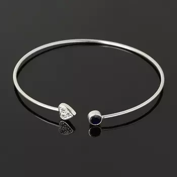 Браслет сапфир черный (серебро 925 пр. родир. бел.) огранка 18 см