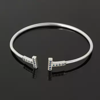 Браслет сапфир черный (серебро 925 пр. родир. бел.) огранка 18 см