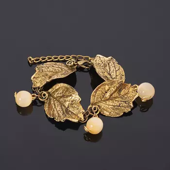 Браслет селенит 10 мм 16 см (+3 см) (латунь)