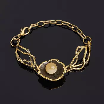 Браслет селенит 9 мм 18 см (регулируемый) (бронза)