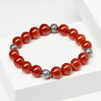 Браслет сердолик (биж. сплав) 10 мм 17 см