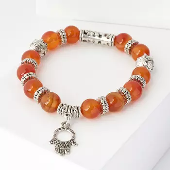 Браслет сердолик (биж. сплав) 10 мм 17 см