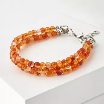 Браслет сердолик (биж. сплав) 4 мм 16 см