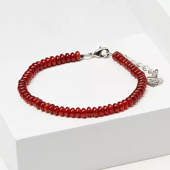 Браслет сердолик (биж. сплав) 4 мм 16 см (+3 см)