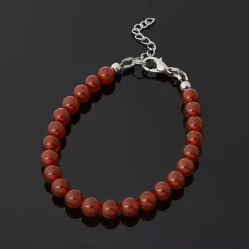 Браслет сердолик (биж. сплав) 6 мм 16 см (+3 см)